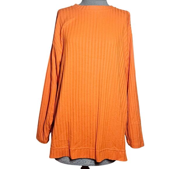 Orange Cotton Blend Long Sleeve Tee Size Medium - Picture 1 of 3